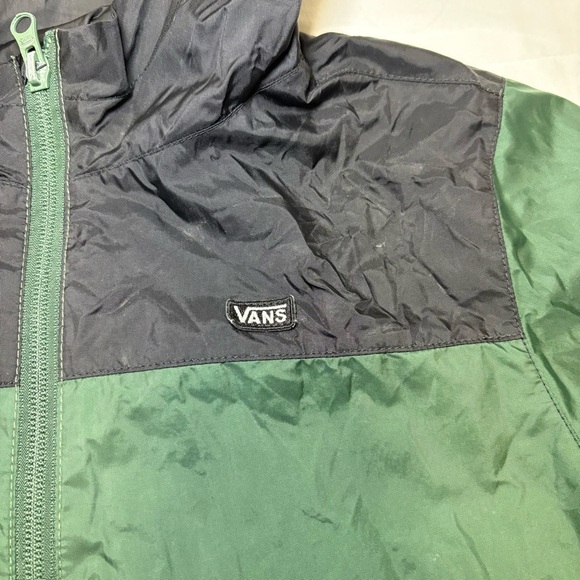 Vans Kids Garnett Windbreaker Jacket Green Black Full Zip Hooded Skate Snow Punk - Picture 2 of 11
